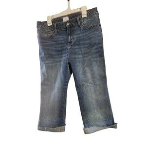 Time & Tru Women’s 6 Capri Jeans Dark Wash Straight Cuffed Stretch